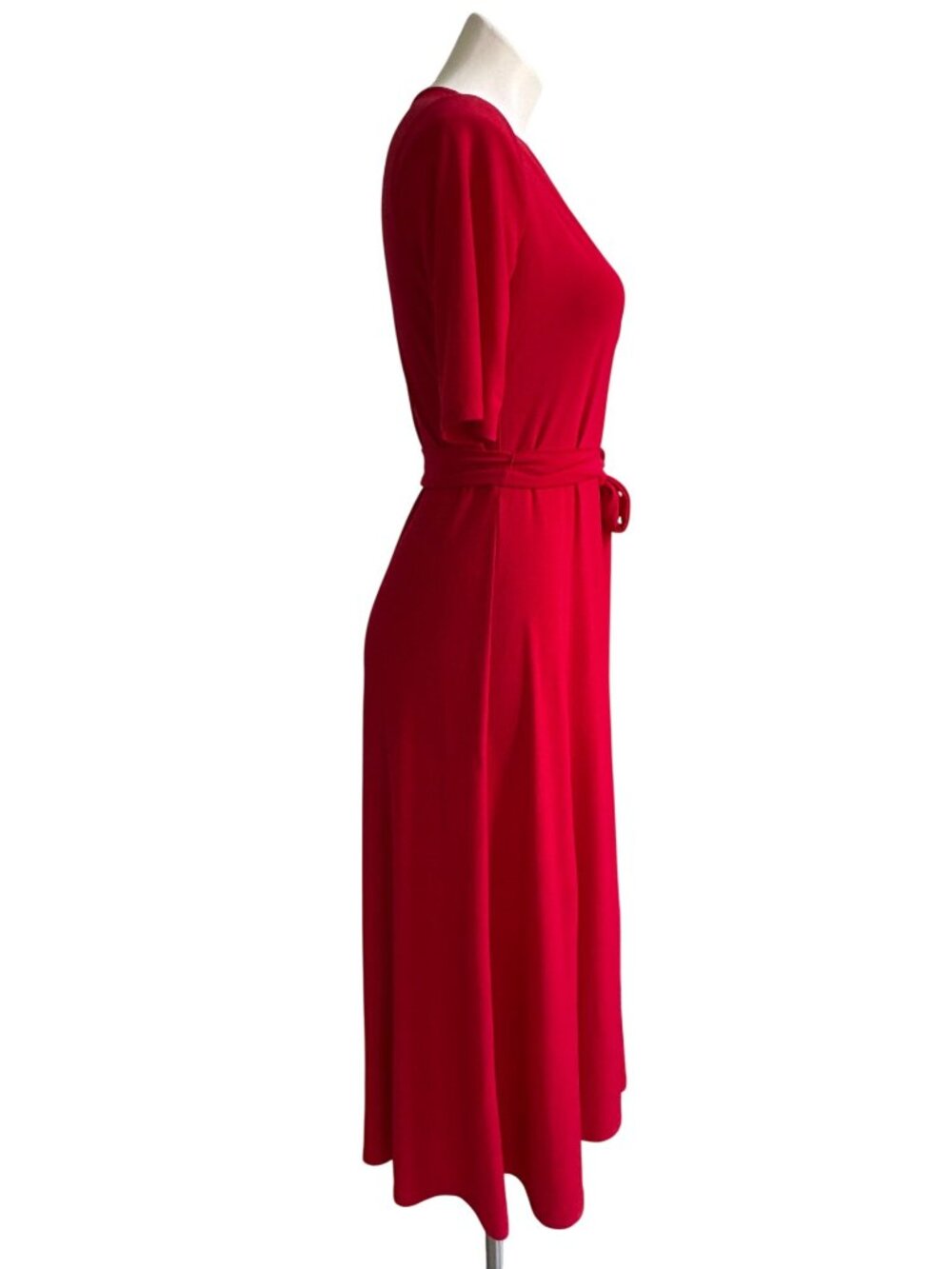 MSK NWT $69 Womens Red Jersey V-Neck Midi Dress With Belt Size S - Picture 5 of 10